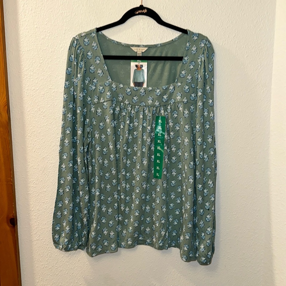 Lucky brand long sleeve cotton blend blouse